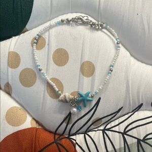 Ocean Charm Beaded Bracelet – White & Blue